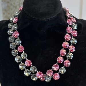 REBEKAH PRICE - Luxe Double Strand Rose & Black Diamond Rivoli Crystal Necklace